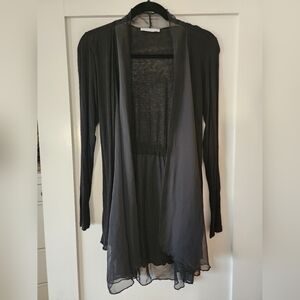 TEMPO PARIS Sheer Black Open Cardigan